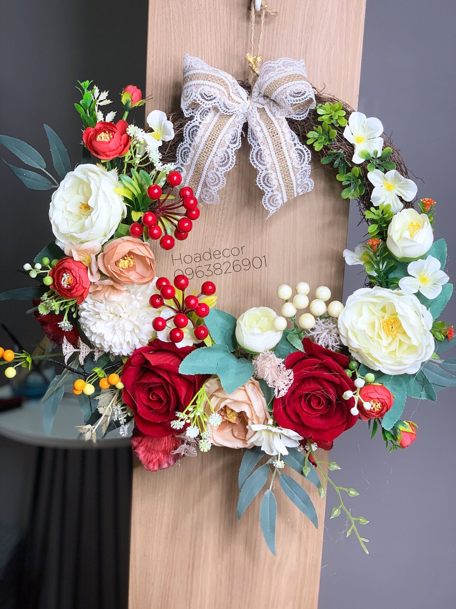 Hoa Giả Hoa Lụa -Decor Hoa Treo Tường -Treo Cửa, Trang Trí