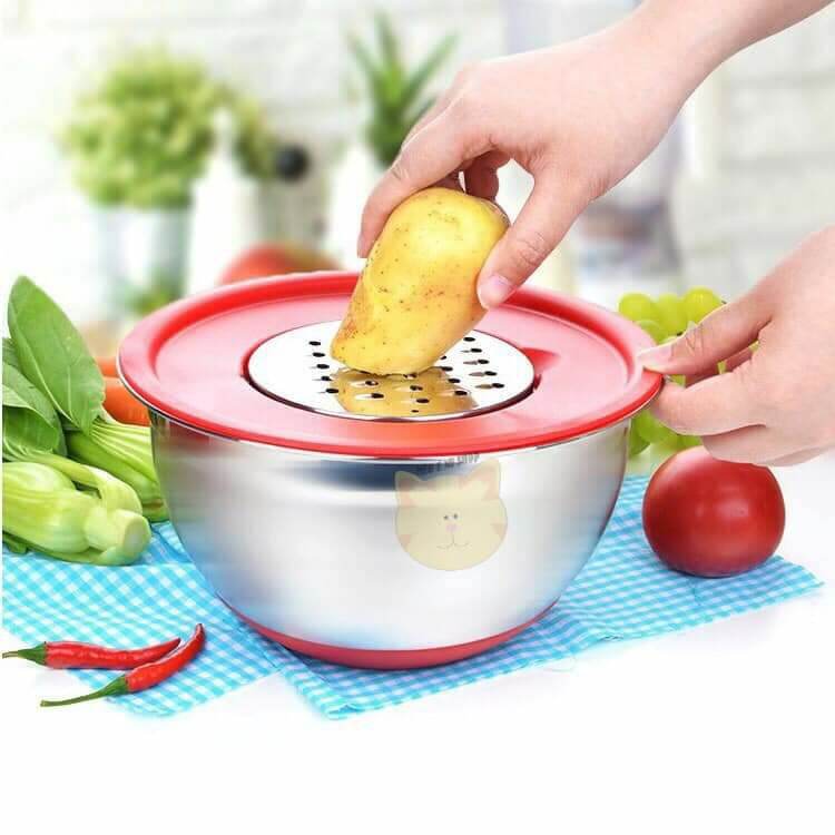 Bộ bát trộn inox kèm bàn mài 3 chức năng lock&lock 20cm, 24cm mix3202, mix3242