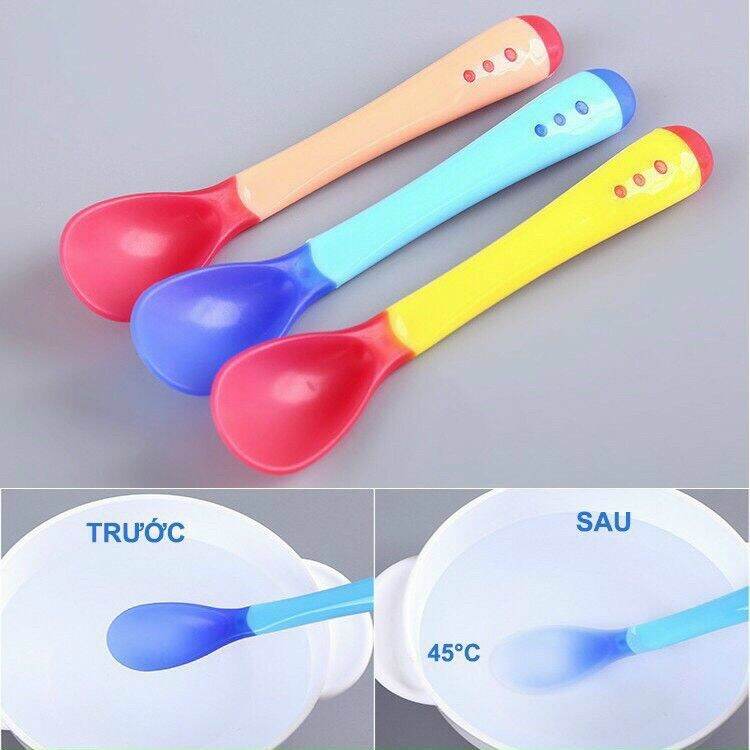 [FREESHIP] thìa báo nóng, thìa đổi màu cho bé ăn dặm, giao màu ngẫu nhiên, chất liệu an toàn cho bé, thìa mềm mại tiện lợi cho bé ăn dặm