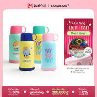 LHC1475 - Bình giữ nhiệt Animal friend kids LocknLock 550ml có quai xách/túi đựng có dây đeo (4 màu)