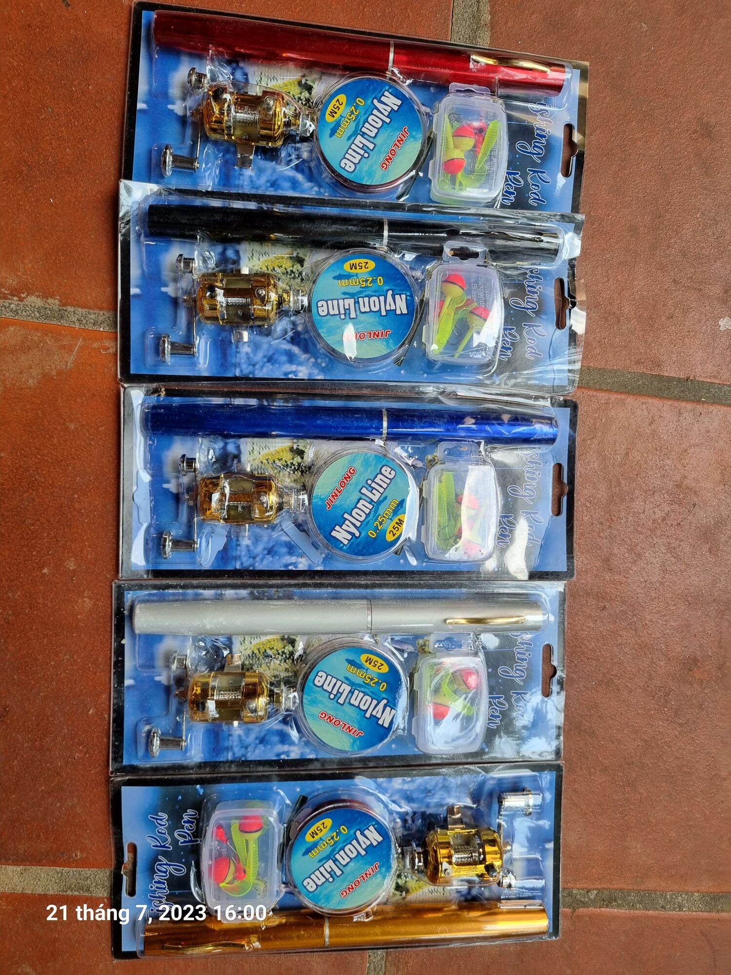 Bộ cần bút máy câu mini máy ngang dài 1m tăng kèn 2 phao 2 lưỡi 2 mồi mền 1 cuân dây