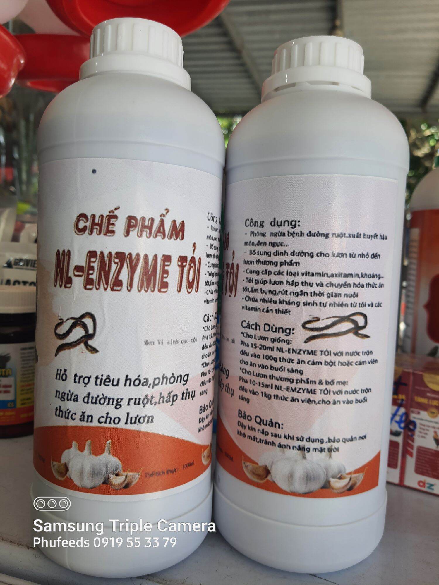 2chai men vi sinh tỏi cho Lươn. Cặp đôi hoàn hảo để trộn cám chình cho lưoqn bột