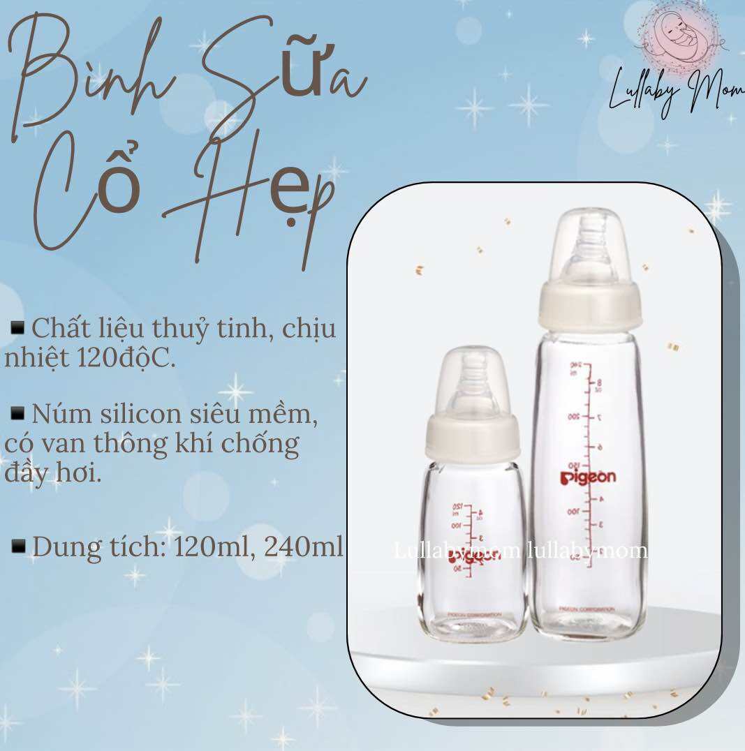 Bình Sữa Thủy Tinh Cổ Hẹp Pigeon 120ml 240ml