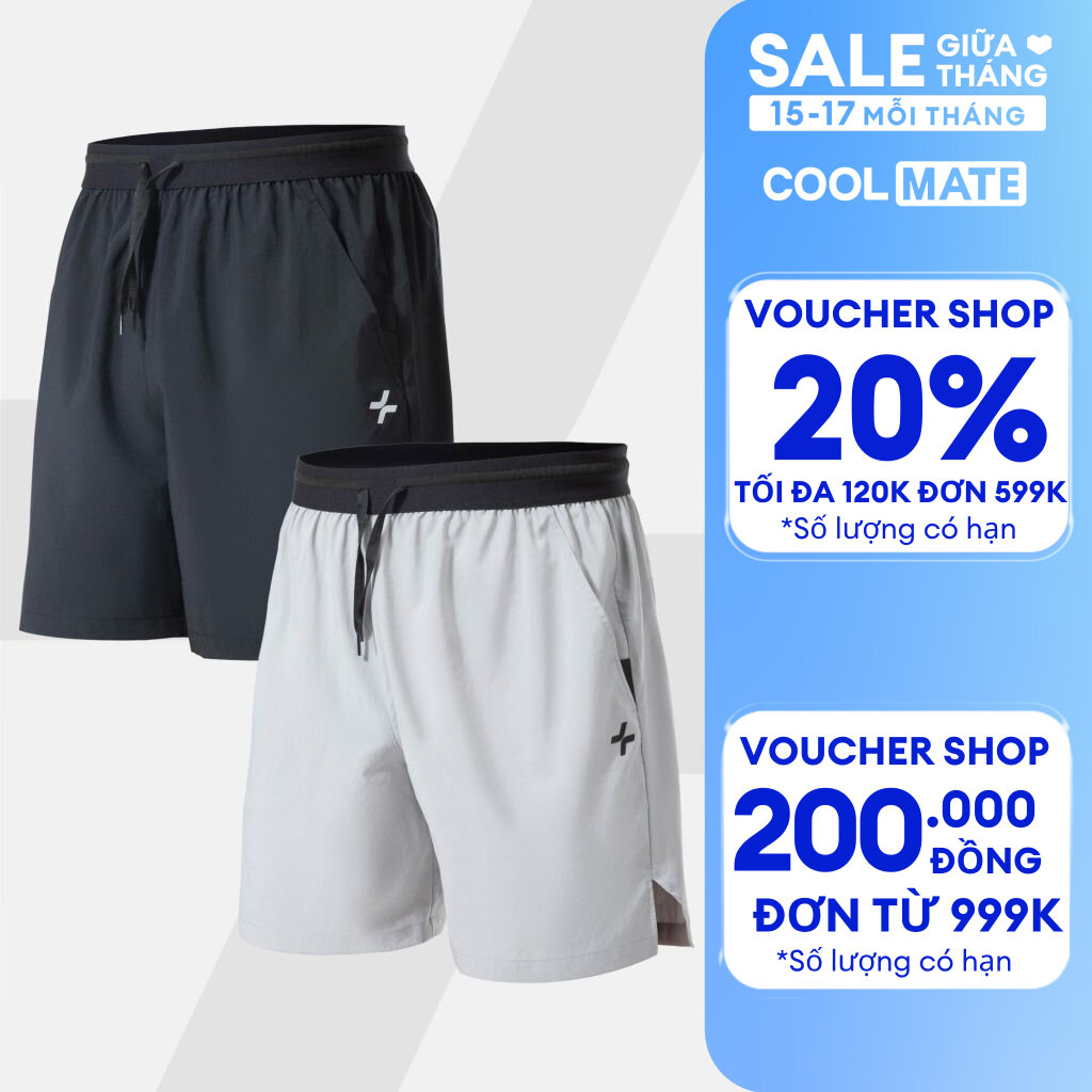 Combo 2 Quần shorts thể thao nam 6 inch đai siêu co giãn, thấm hút, thoáng khí, nhanh khô - Coolmate