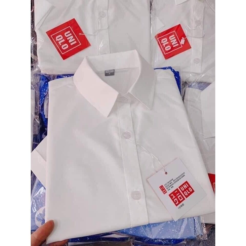 Áo sơ mi nữ Uniqlo trắng basic hàng đẹp cộc, dài tay