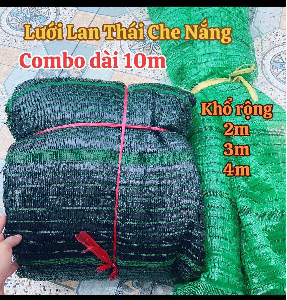 [Combo dài 10m] Lưới lan che nắng Thái đen xanh, khổ rộng 2m - 3m -4m, Che mát cho cây, che vách nhà