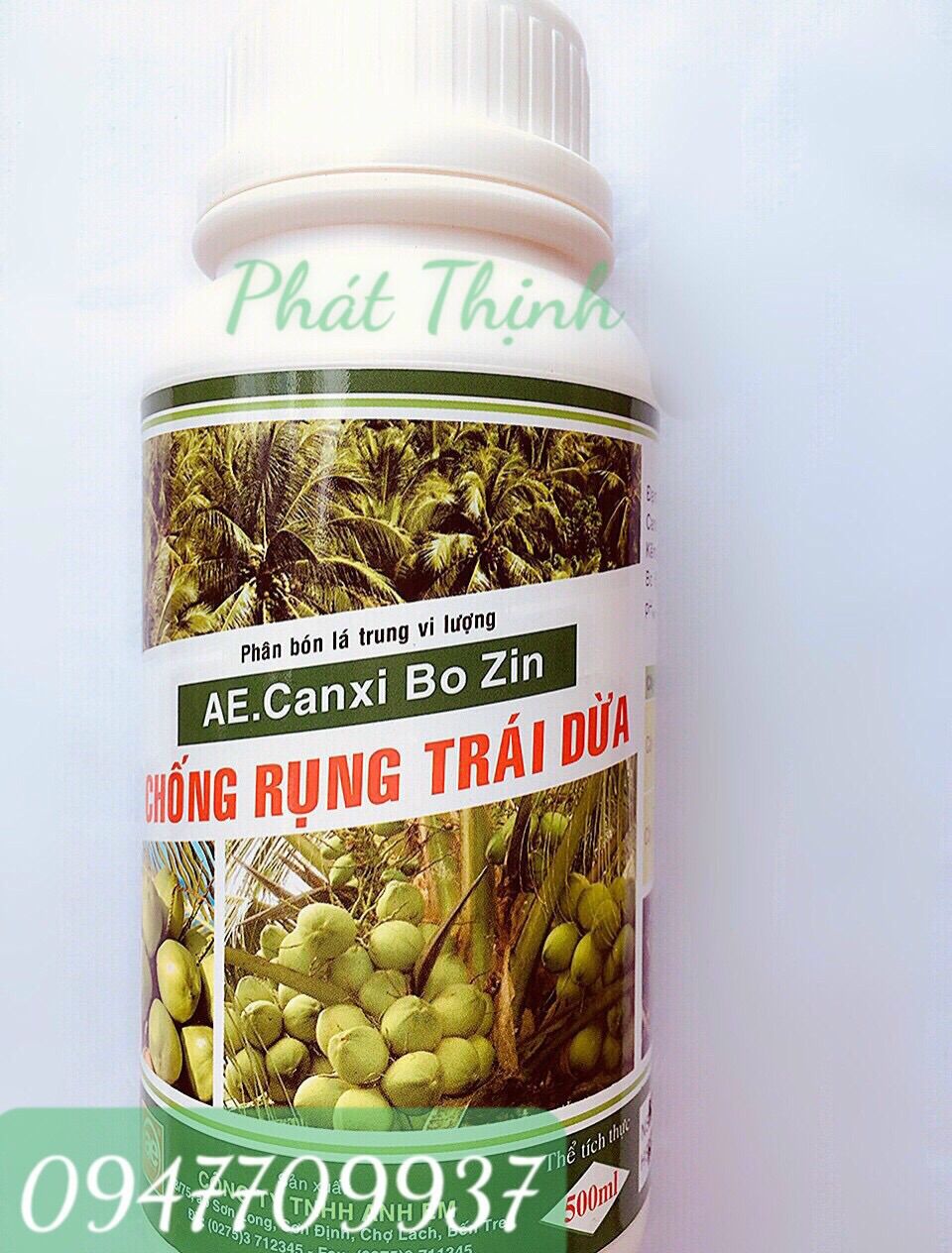 Phân Bón Lá Chống Nứt Rụng Trái, Bông trái Dừa chuyên dùng tất cả giống Dừa chai 500ml