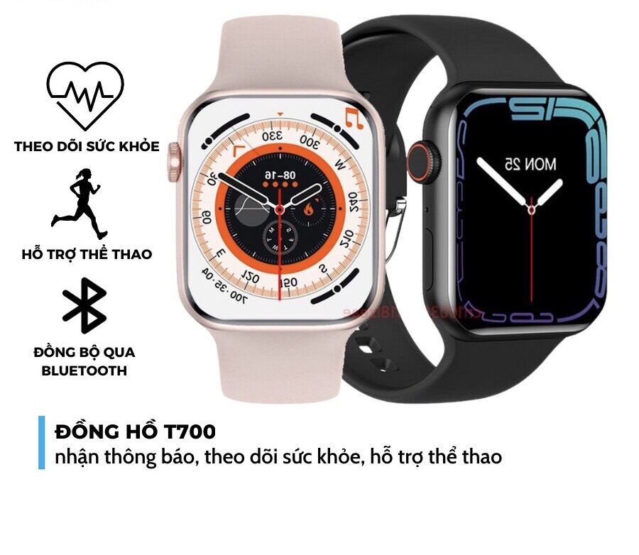 Đồng hồ thông minh T700S viền thép, nghe gọi, chống nước, thay hình nền, tràn viền