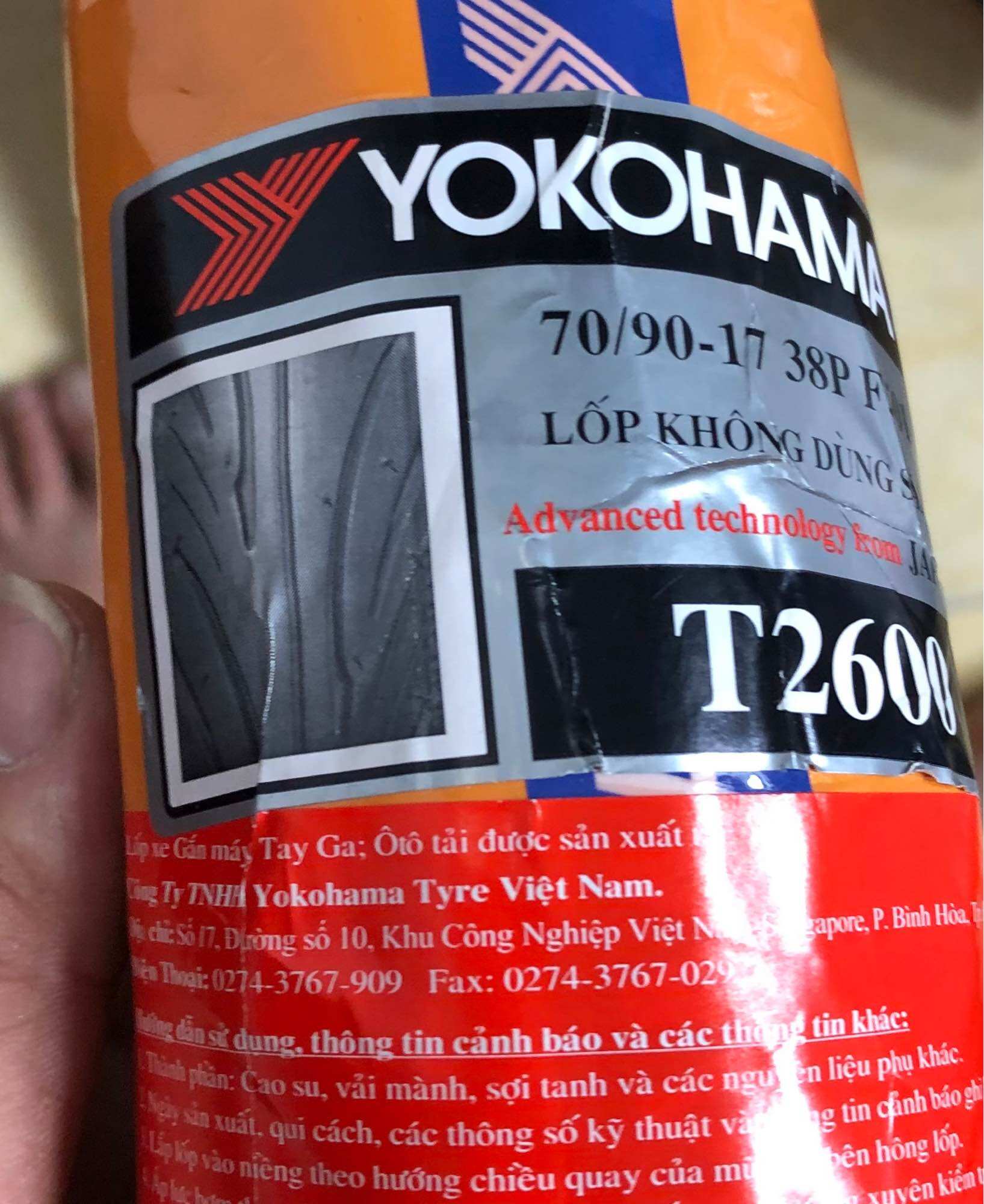Lốp xe máy Yokohama 70/90-17 không xài ruột