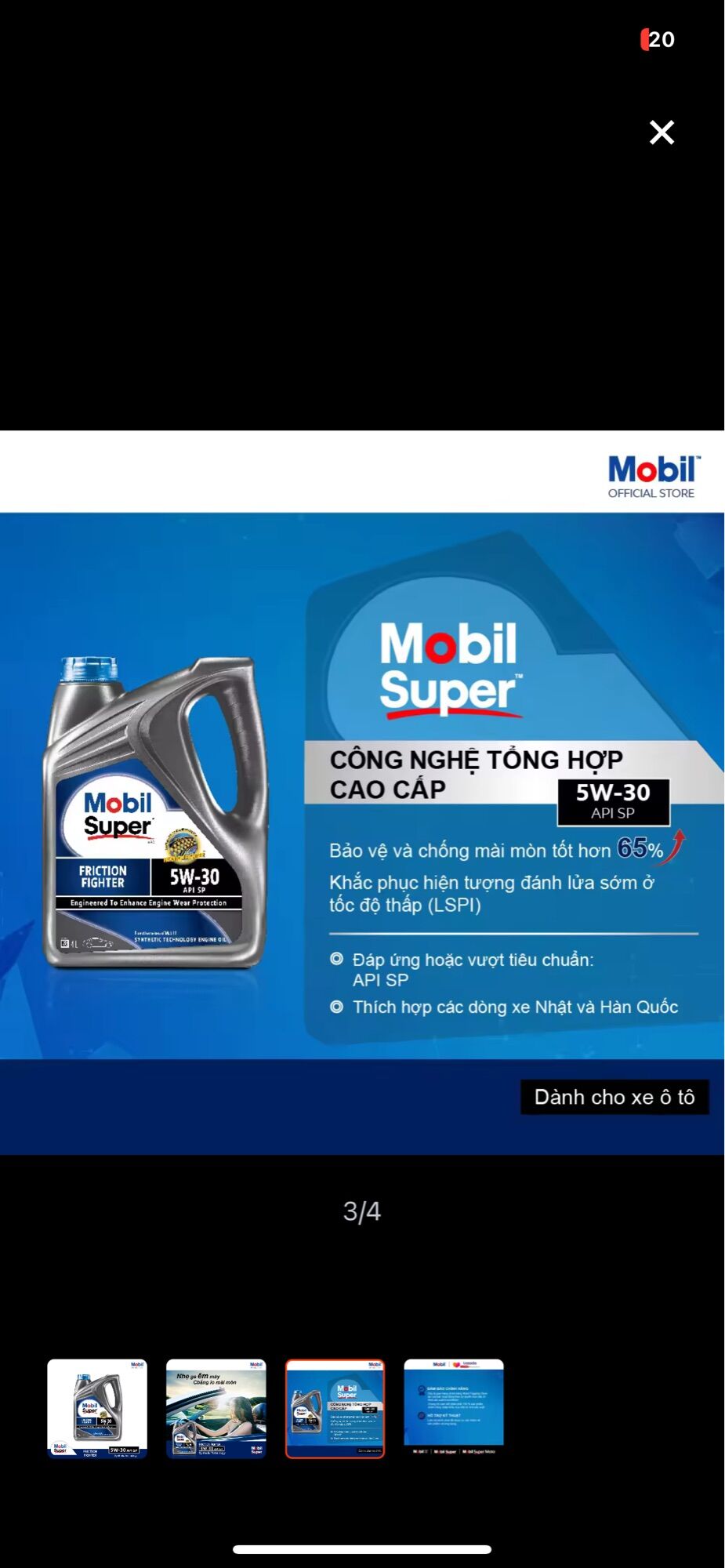 Nhớt ôtô mobil super friction fighter 2000