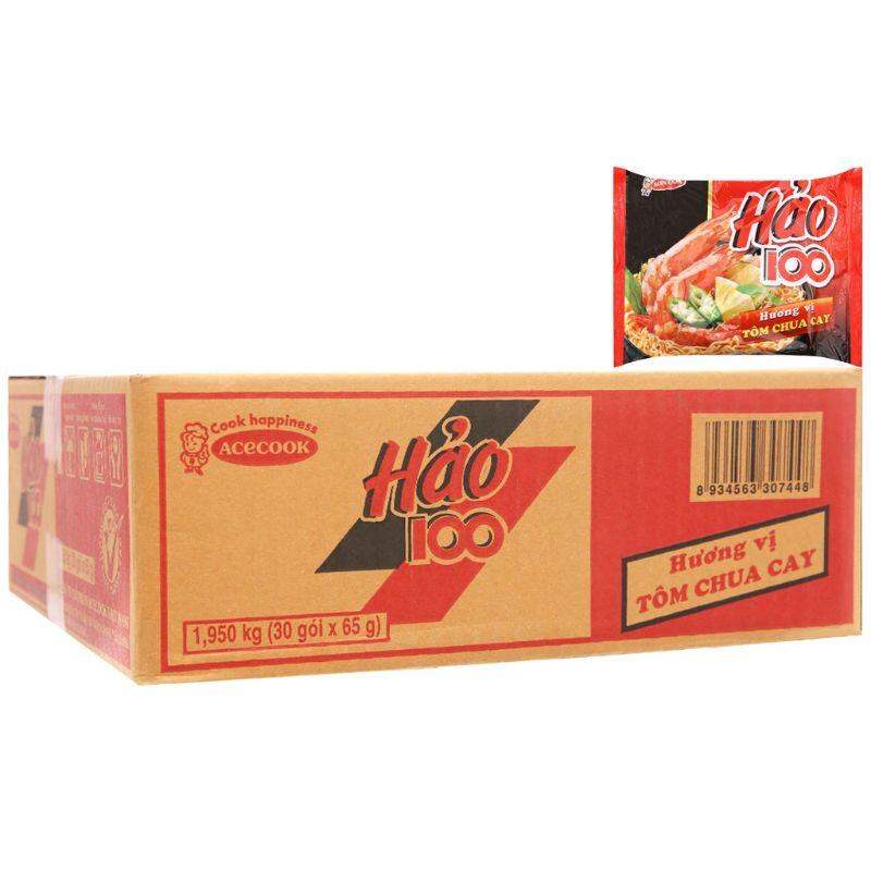 Thùng 30 gói Mì Hảo 100 tôm chua cay 65g