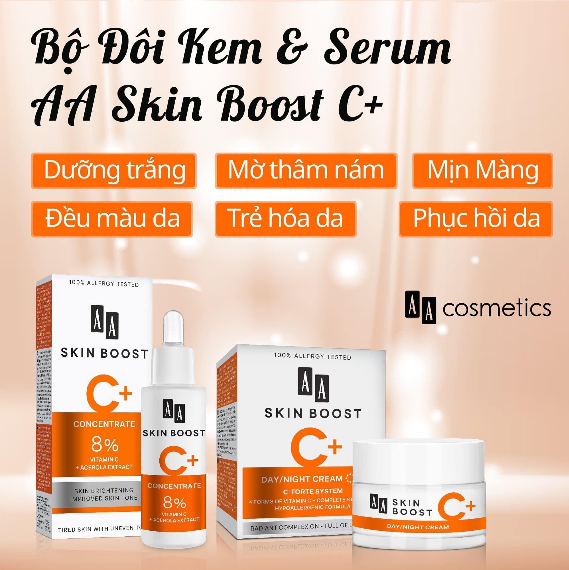 Bộ đôi kem và serum c của aa cosmetics