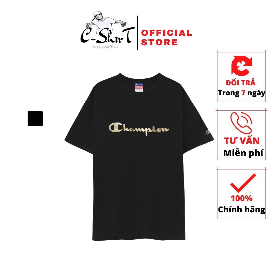 Áo thun CHAMPION Heritage Graphic chính hãng áo phông unisex ngắn tay đen trẻ trung