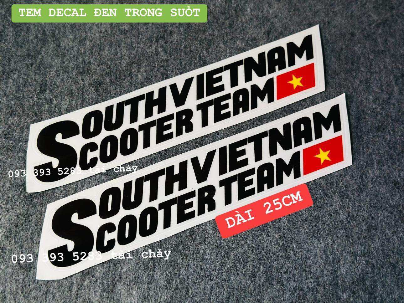 [ 1 MIẾNG ] TEM DECAL DÀI 25CM CHỬ ĐEN TRONG SUỐT ( DÁN CHO XE MÀU SÁNG + TRẮNG )