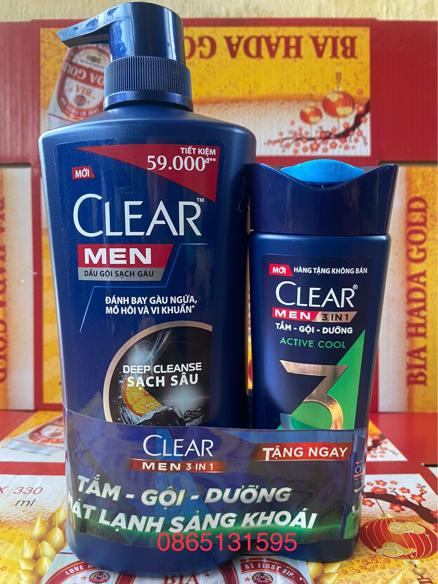 Dầu gội clear men sạch sâu 650g+140g