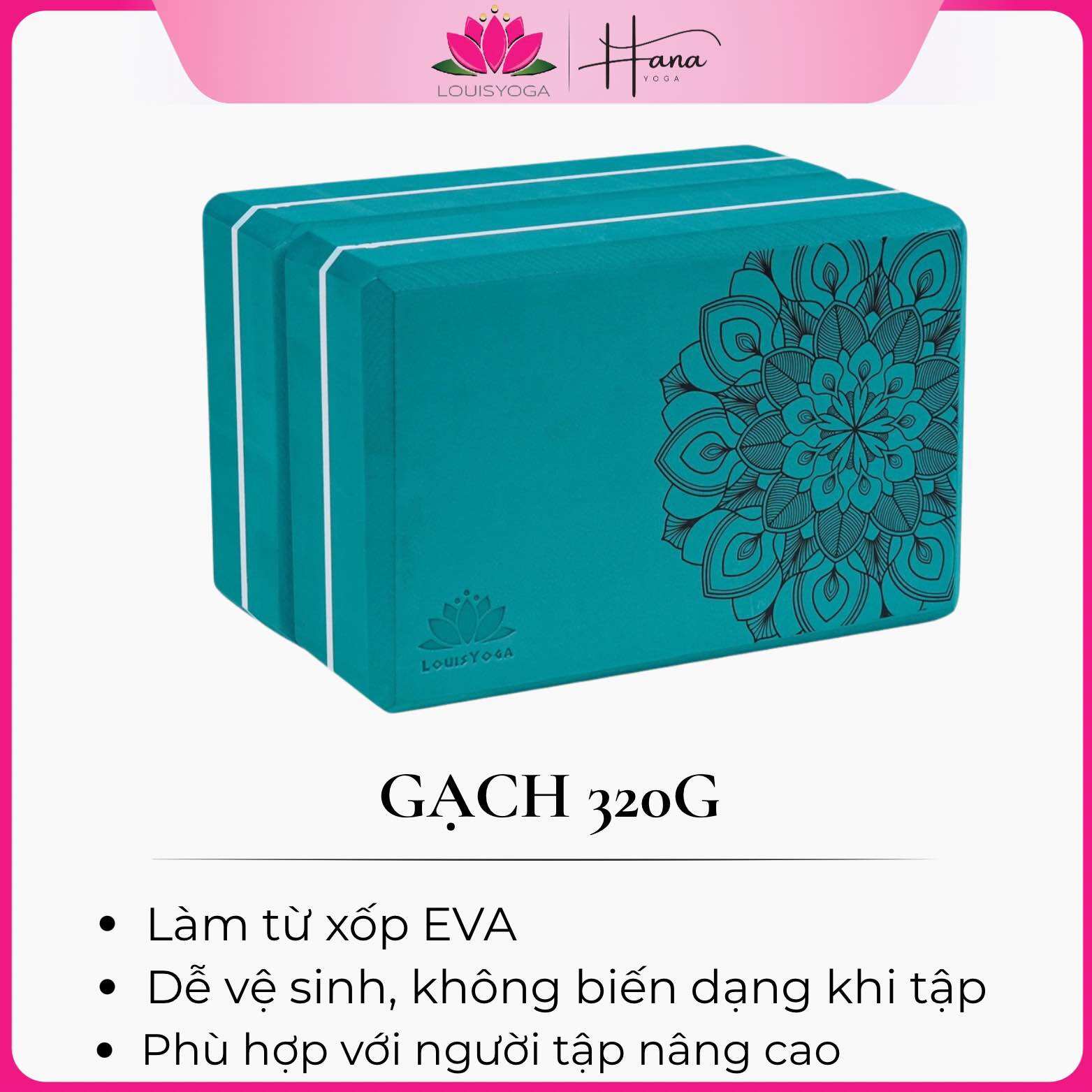 Gạch tập Yoga loại tốt Louis Yoga in nổi hoa Mandala chất liệu PVC xốp cao cấp trọng lượng 320g