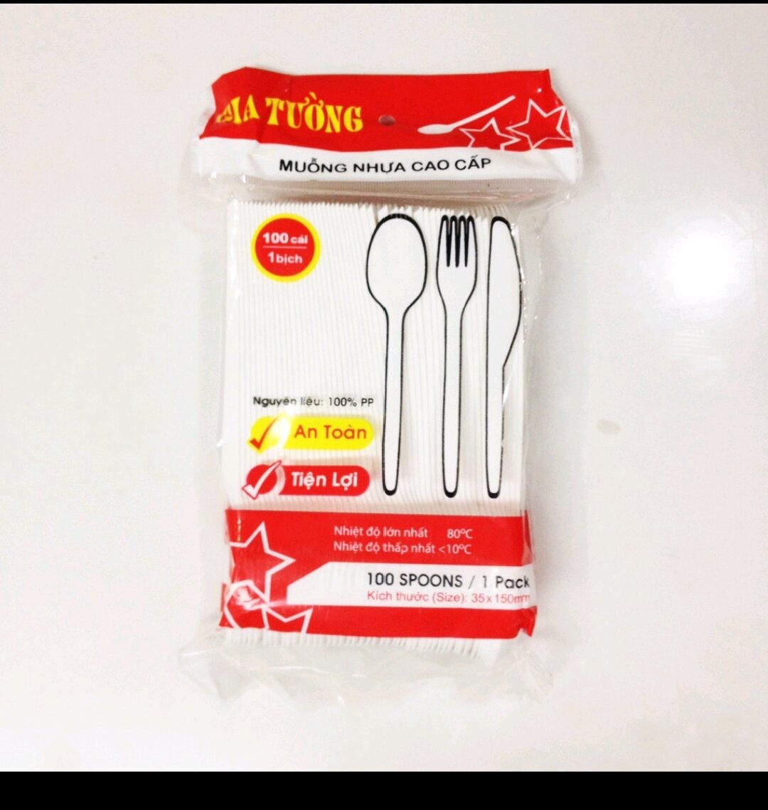 muỗng nhựa cao cấp gia tường 1 bịch 100 cái