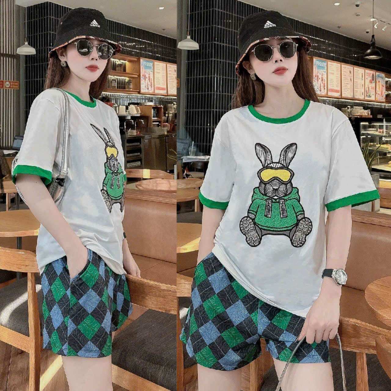 SÉT BỘ SHORT THÊU LÔ GÔ Q CHÂU CAO CẤP