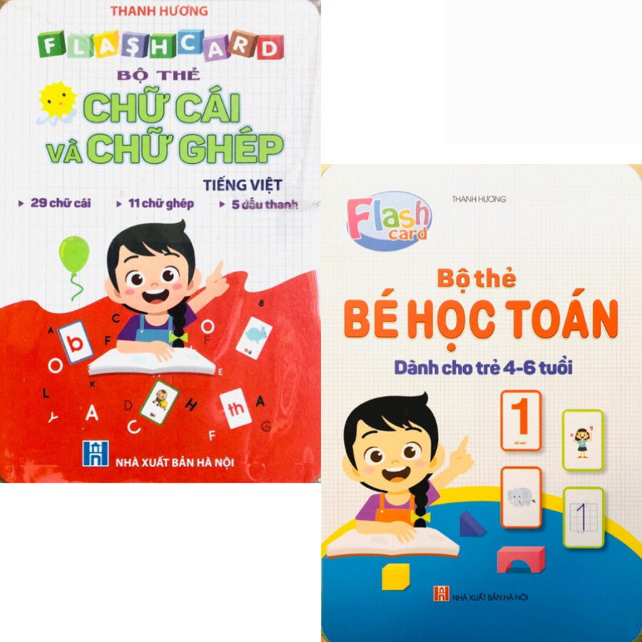 Combo thẻ học toán và thẻ học chữ cái Tiếng Việt size đại. Flash card cho