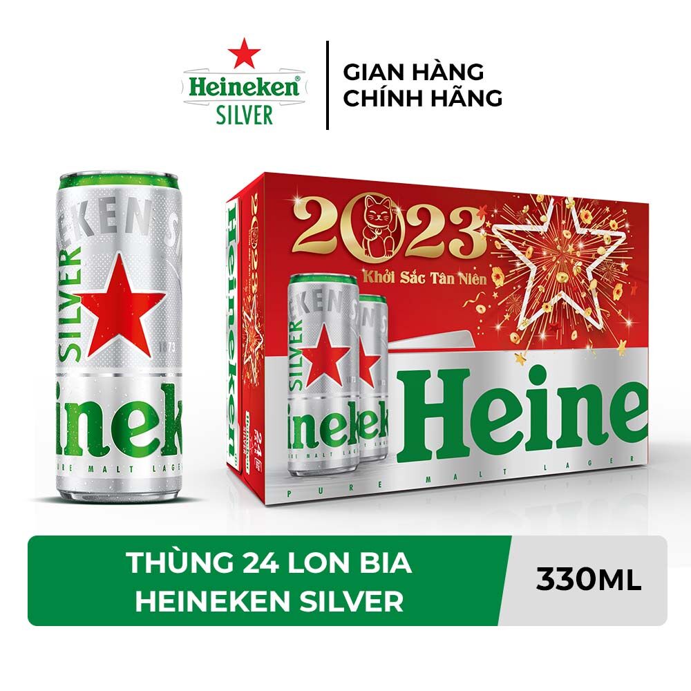 Hỏa Tốc - Thùng 24 Lon Bia Heineken Silver 330 Ml