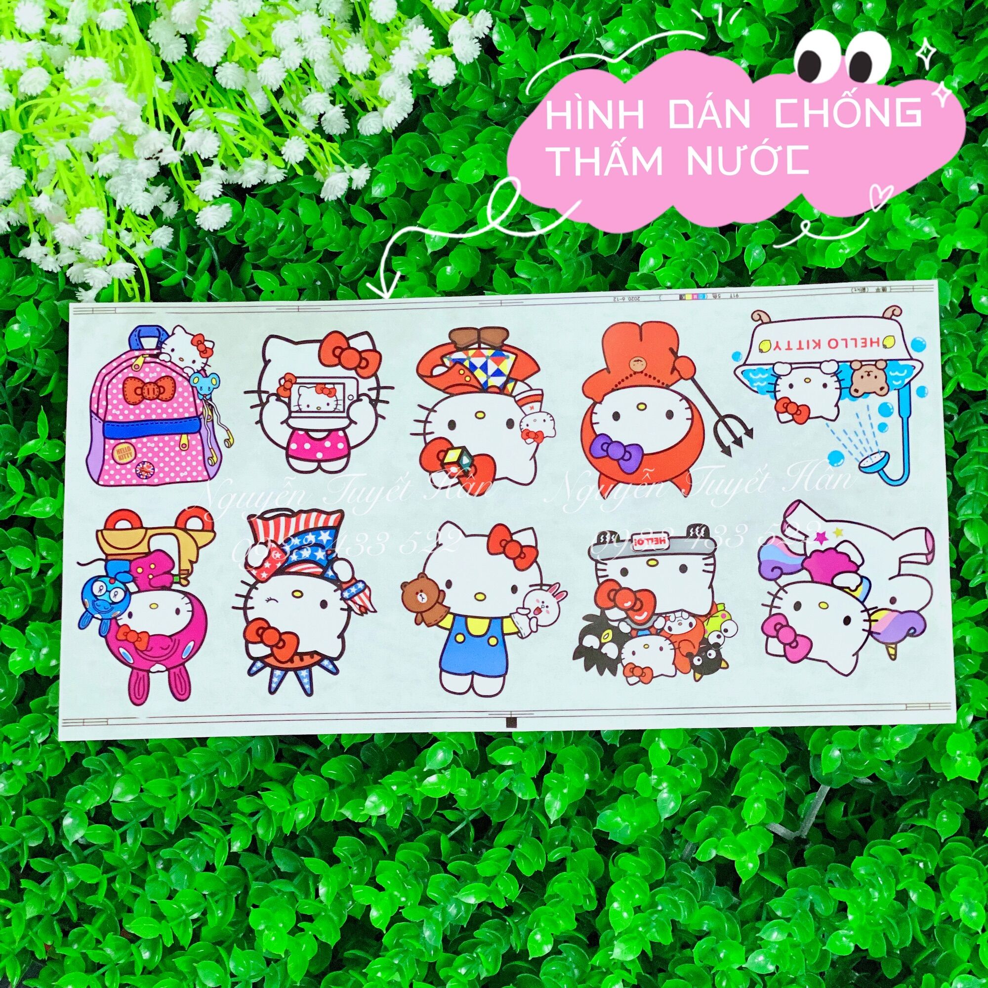 Hình dán chống thấm nước Hello Kitty - Doremon Doraemon - Melody - Brown