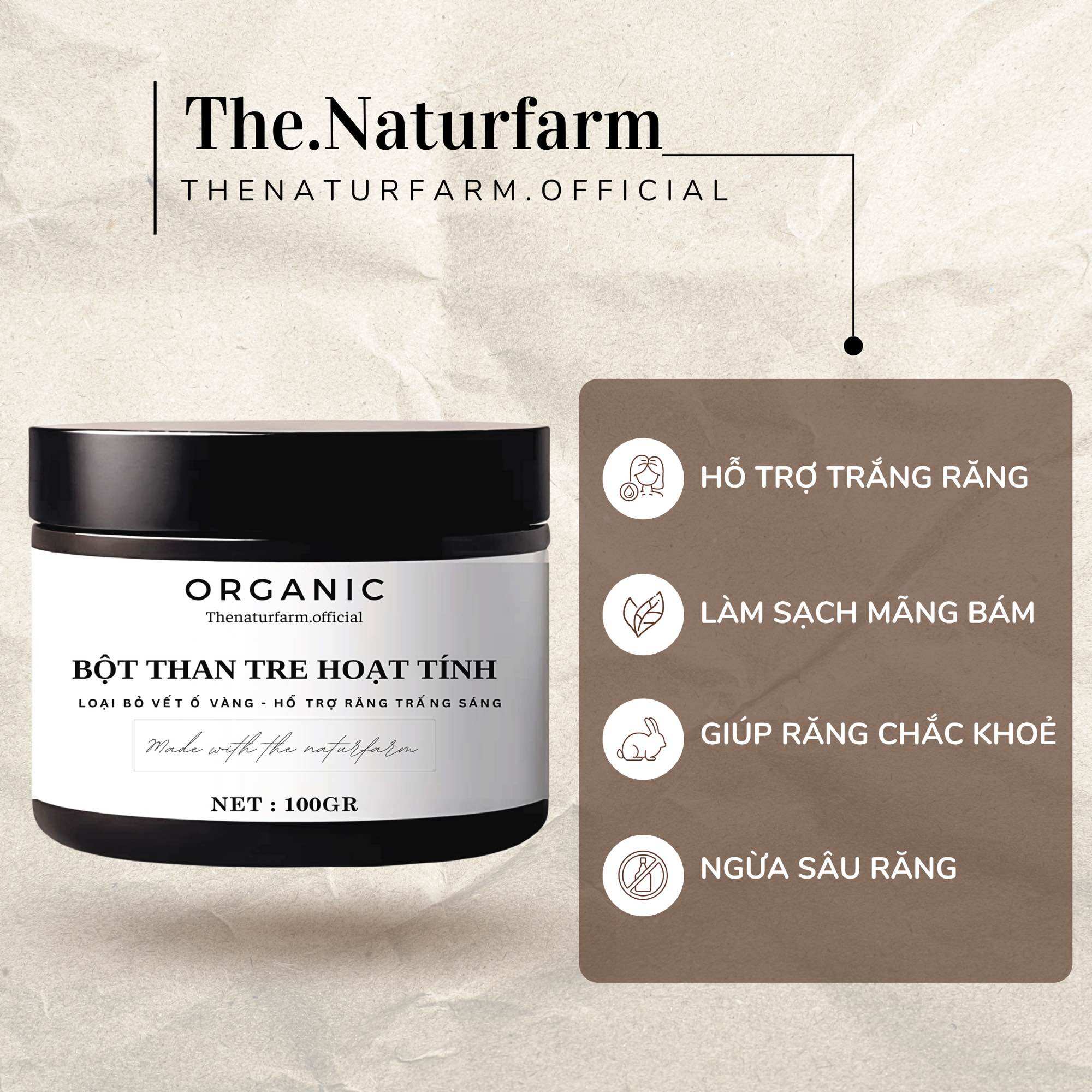 Bột than tre hoạt tính trắng răng & thanh lọc da naturfarm [ HỦ 100GR ]