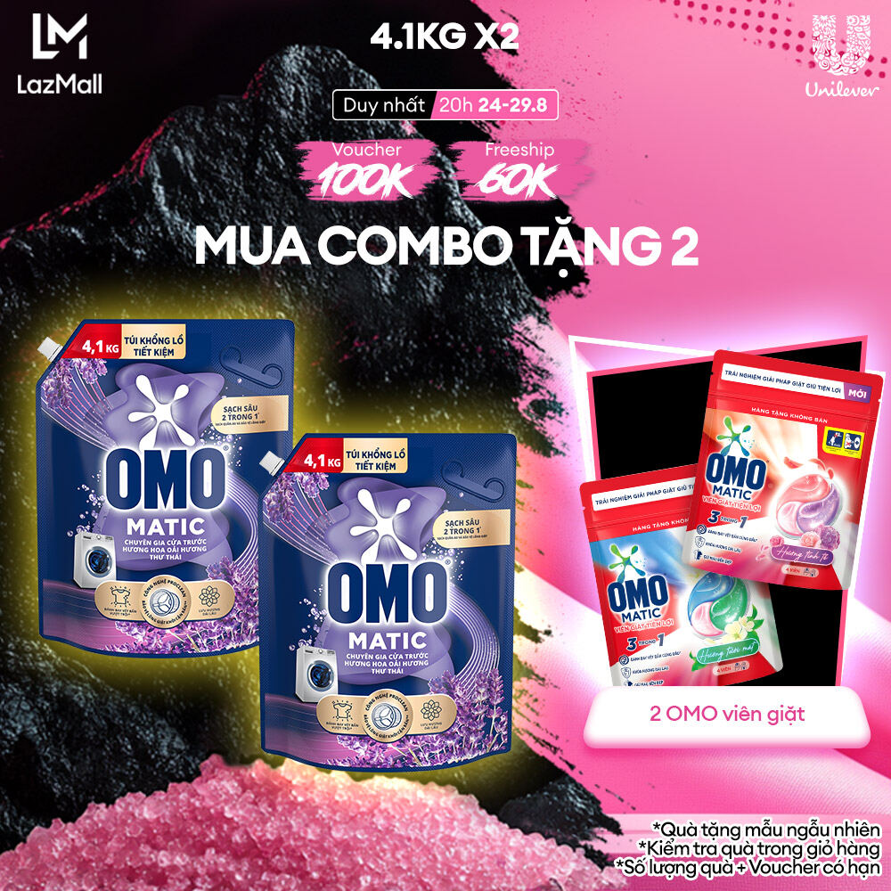 Combo 2 túi Nước giặt OMO Matic  túi 3.6/3.9/4.1kg (bao bì tùy lô nhập hàng)