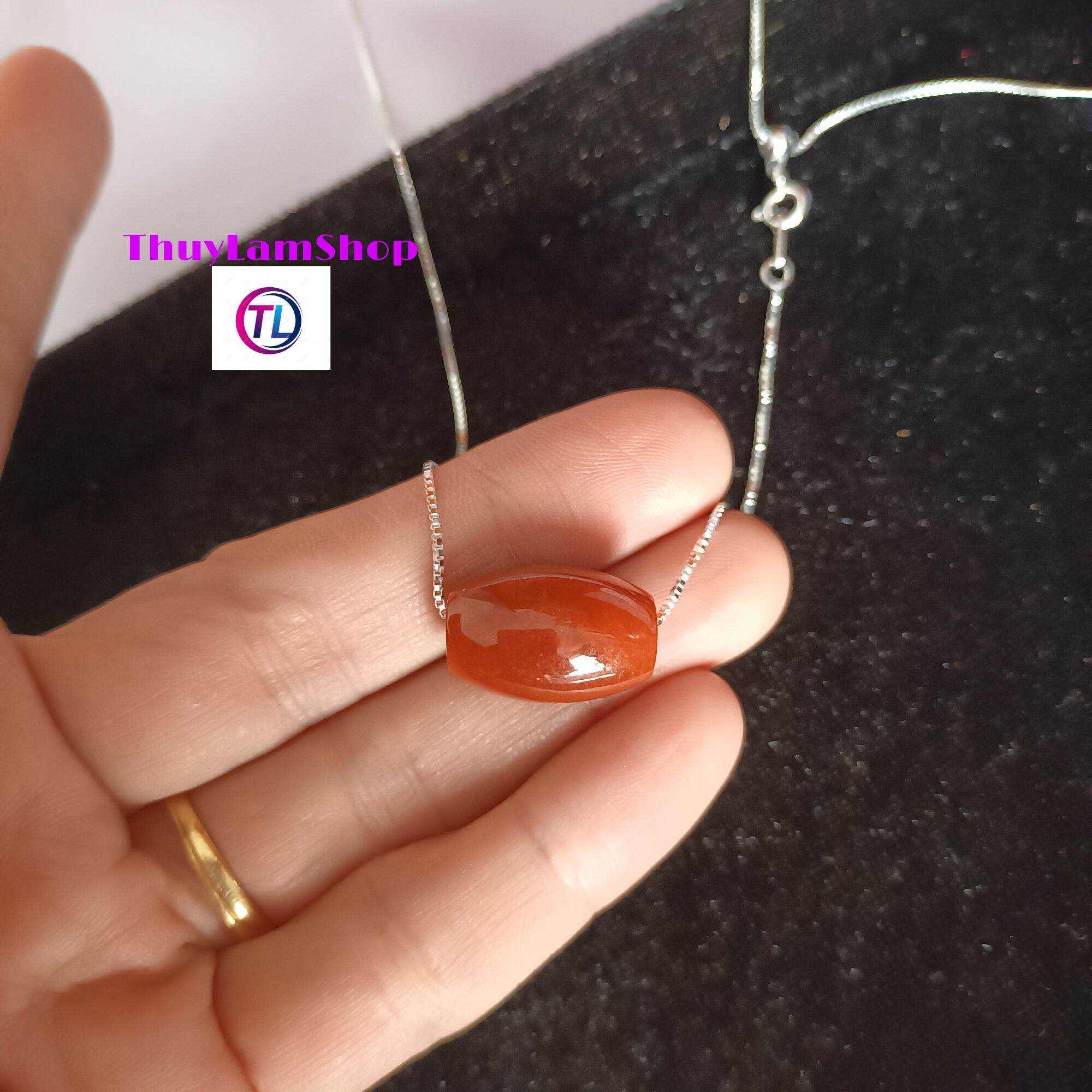 Dây chuyền bạc mix hạt đá lu thống đá ngọc huyết đỏ tự nhiên may mắn đầu xuôi đuôi lọt