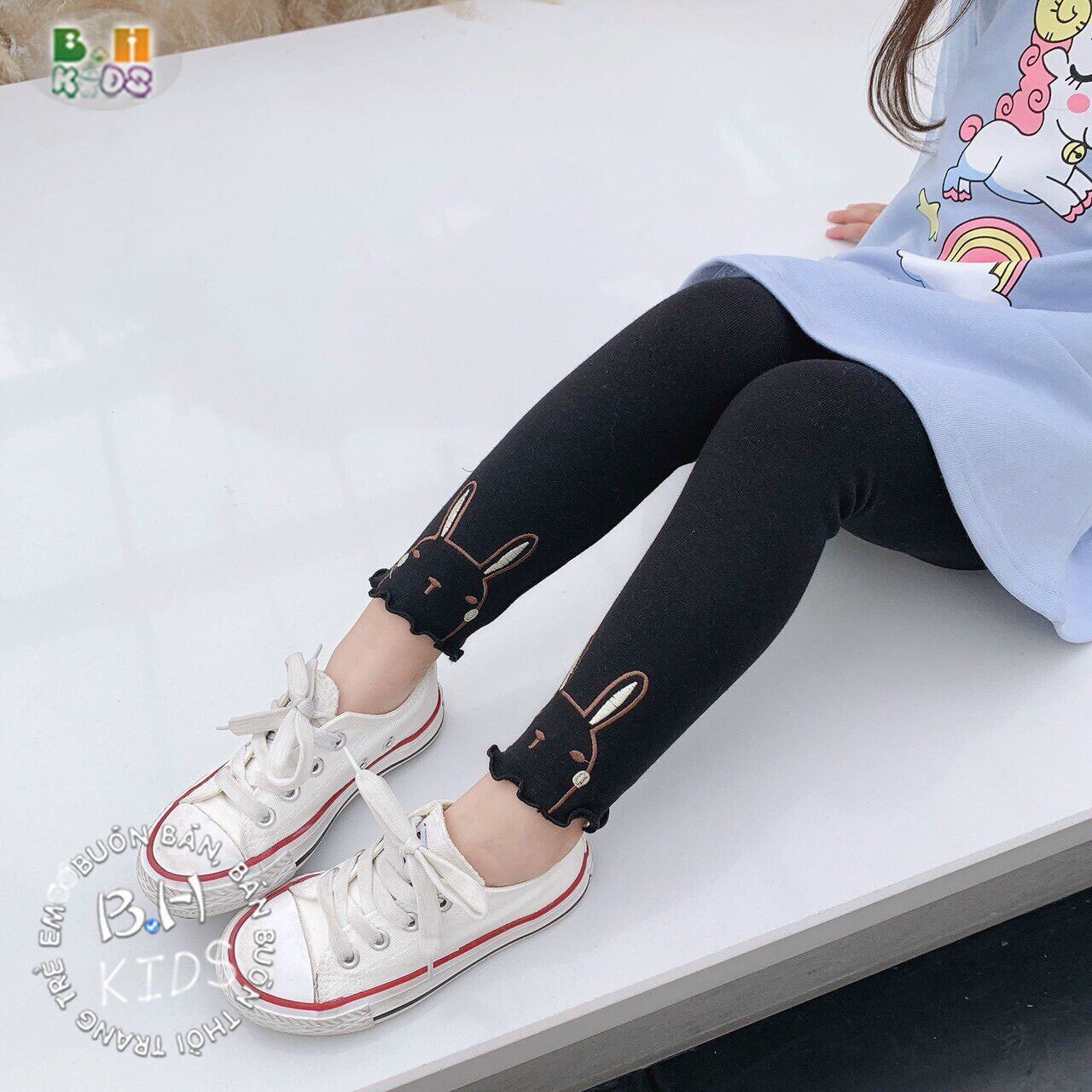 Quần dài lenging thêu cho bé gái từ 7-18kg