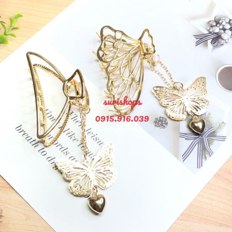 Kẹp tóc kim loại hình bướm, kẹp gấp tóc thời trang
