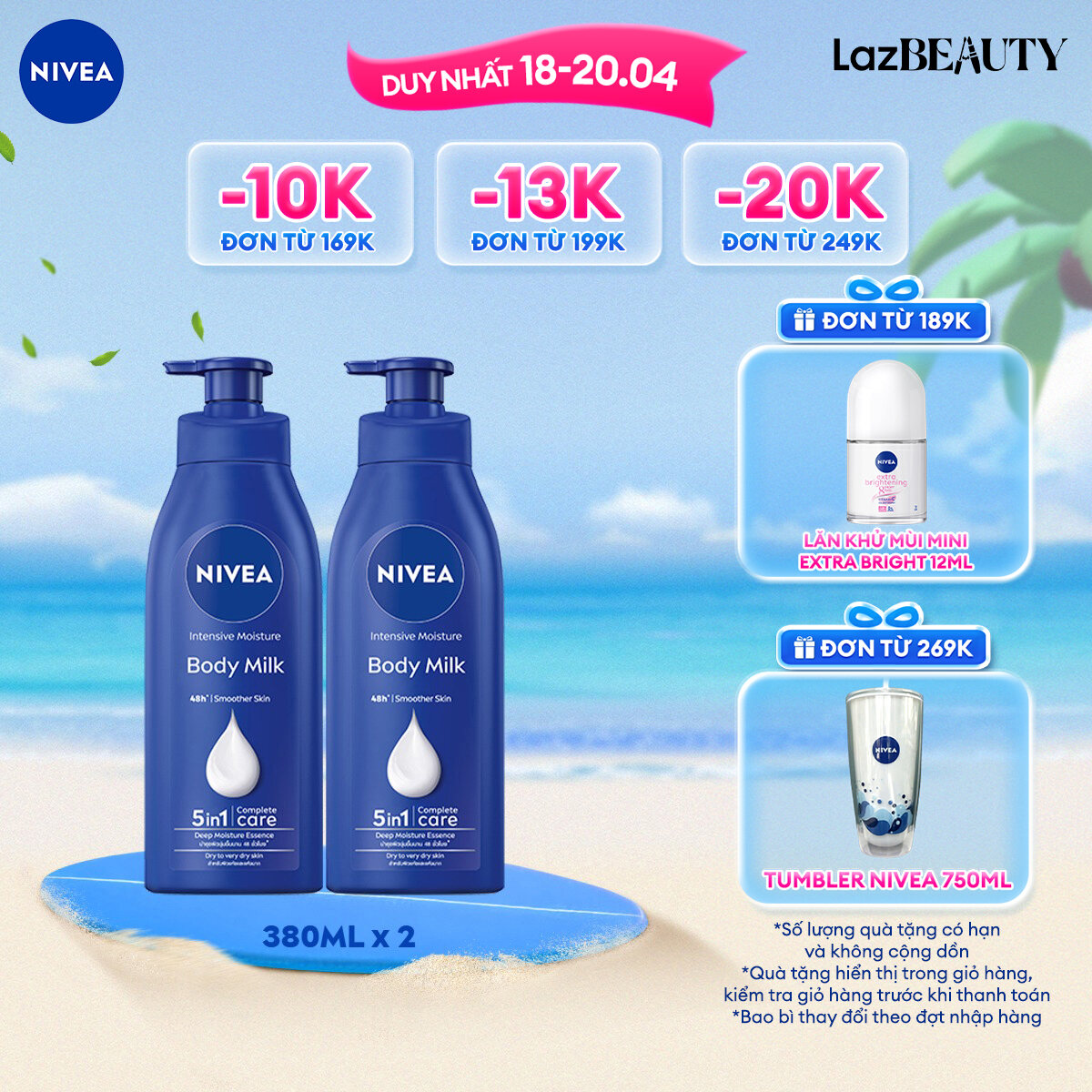 Bộ 2 Sữa Dưỡng Thể NIVEA Dưỡng Ẩm Chuyên Sâu Vitamin E (380 ml) - 98940x2