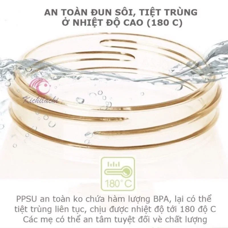 Bình sữa kichilachi 270ml cổ hẹp cho bé [Tặng kèm núm ti]