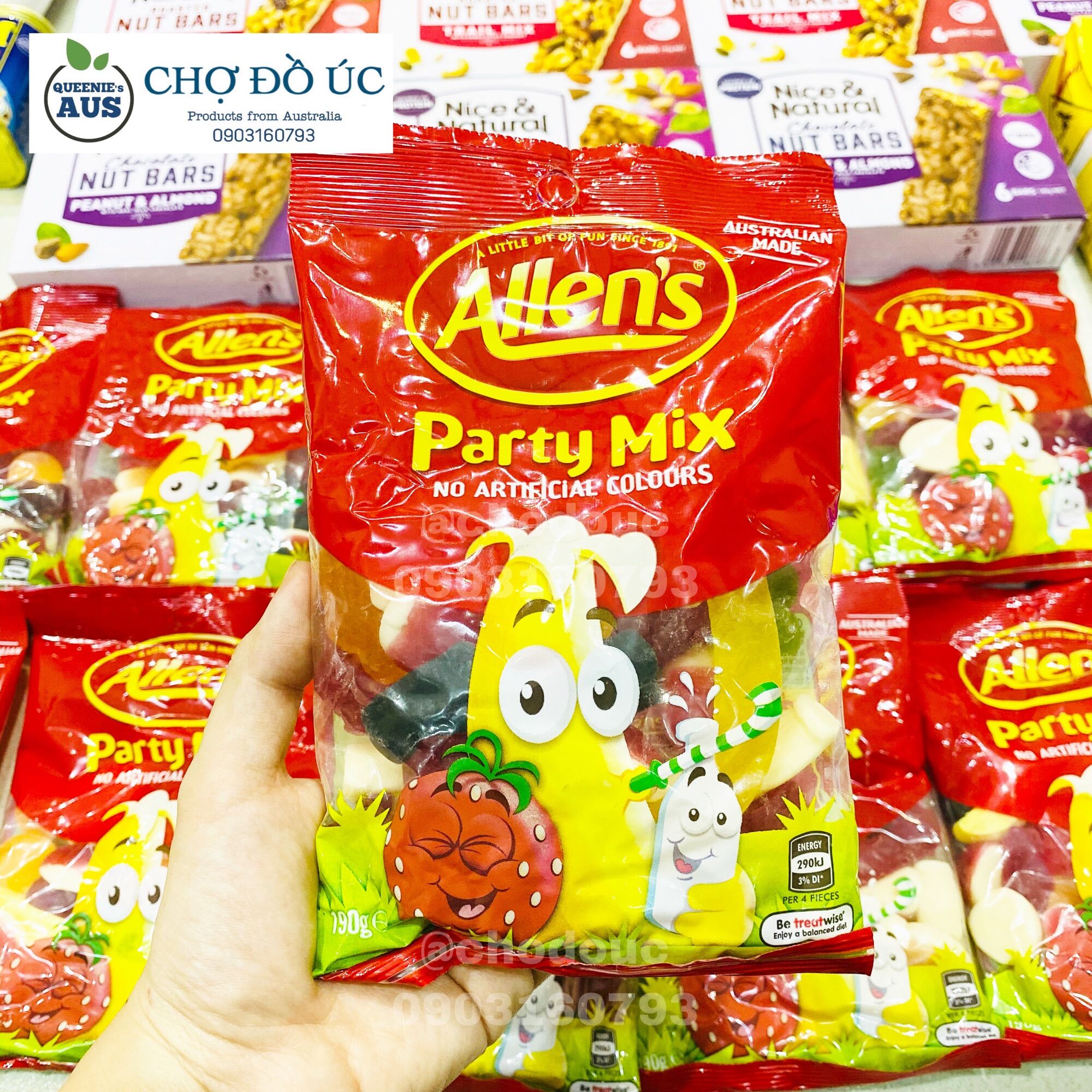 Kẹo dẻo Nestle Allens Party Mix từ trái cây tự nhiên - nhập Úc