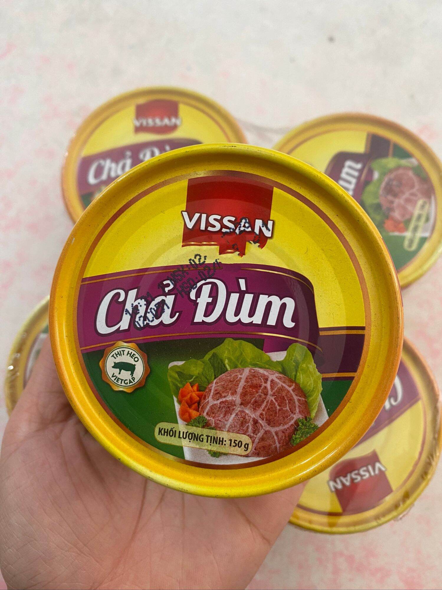 Chả đùm lon in vissan hộp 150g date 2027