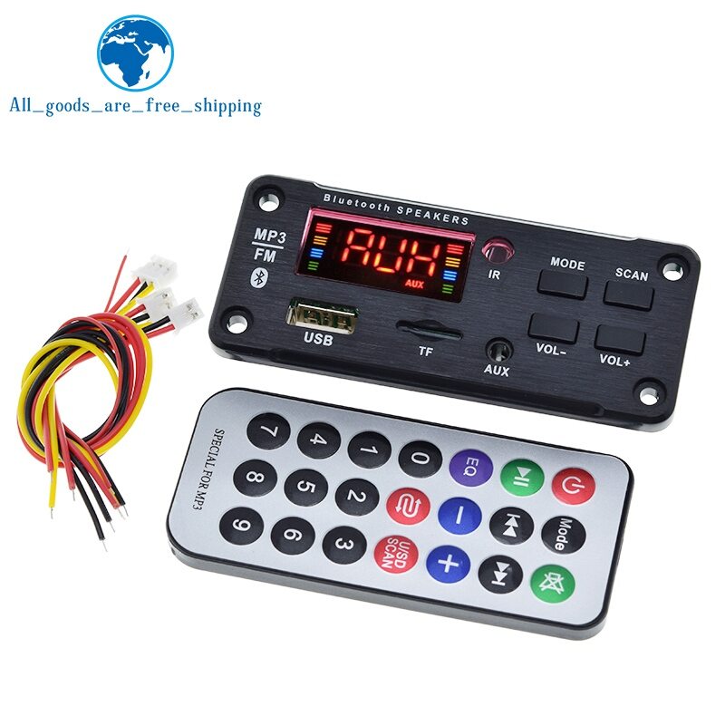 Tzt mp3 bảng giải mã màn hình màu bluetooth v5.0 xe mp3 máy nghe nhạc usb mô-đun ghi âm fm aux đài phát thanh cho loa