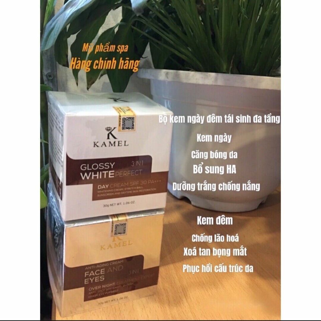 Bộ kem tái sinh ngày đêm đa tầng kamel - dưỡng sáng, tăng sinh collagen, cấp ha, ngăn ngừa lão hóa