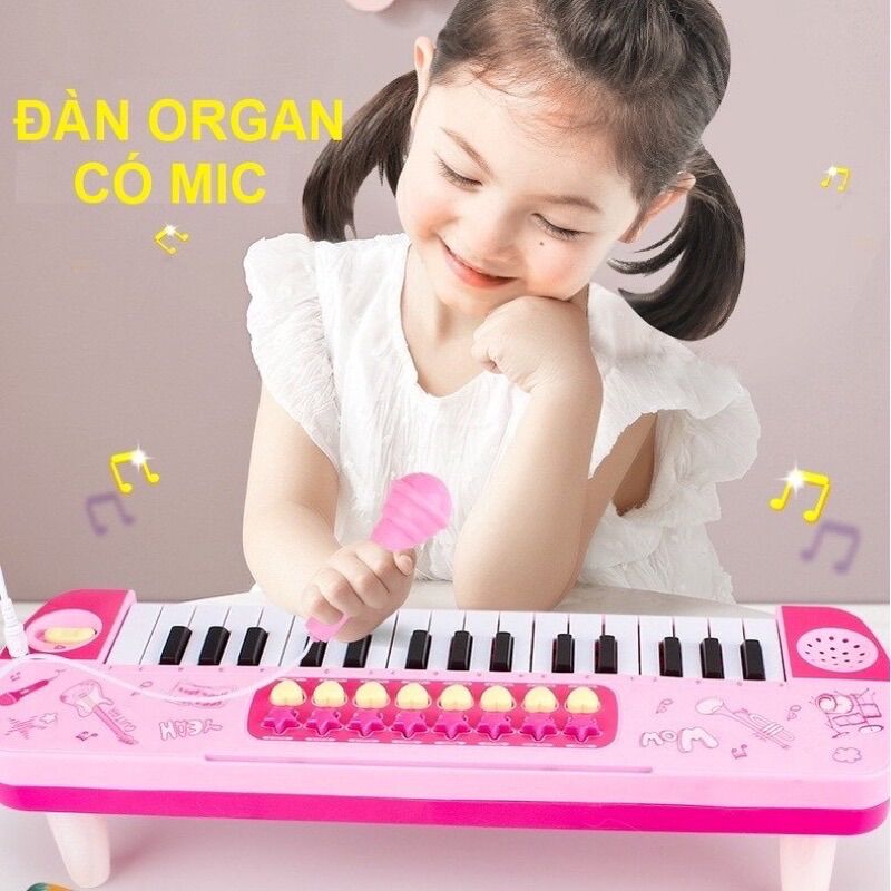 Đồ chơi đàn piano có đèn nhạc và micro chuẩn âm cho bé