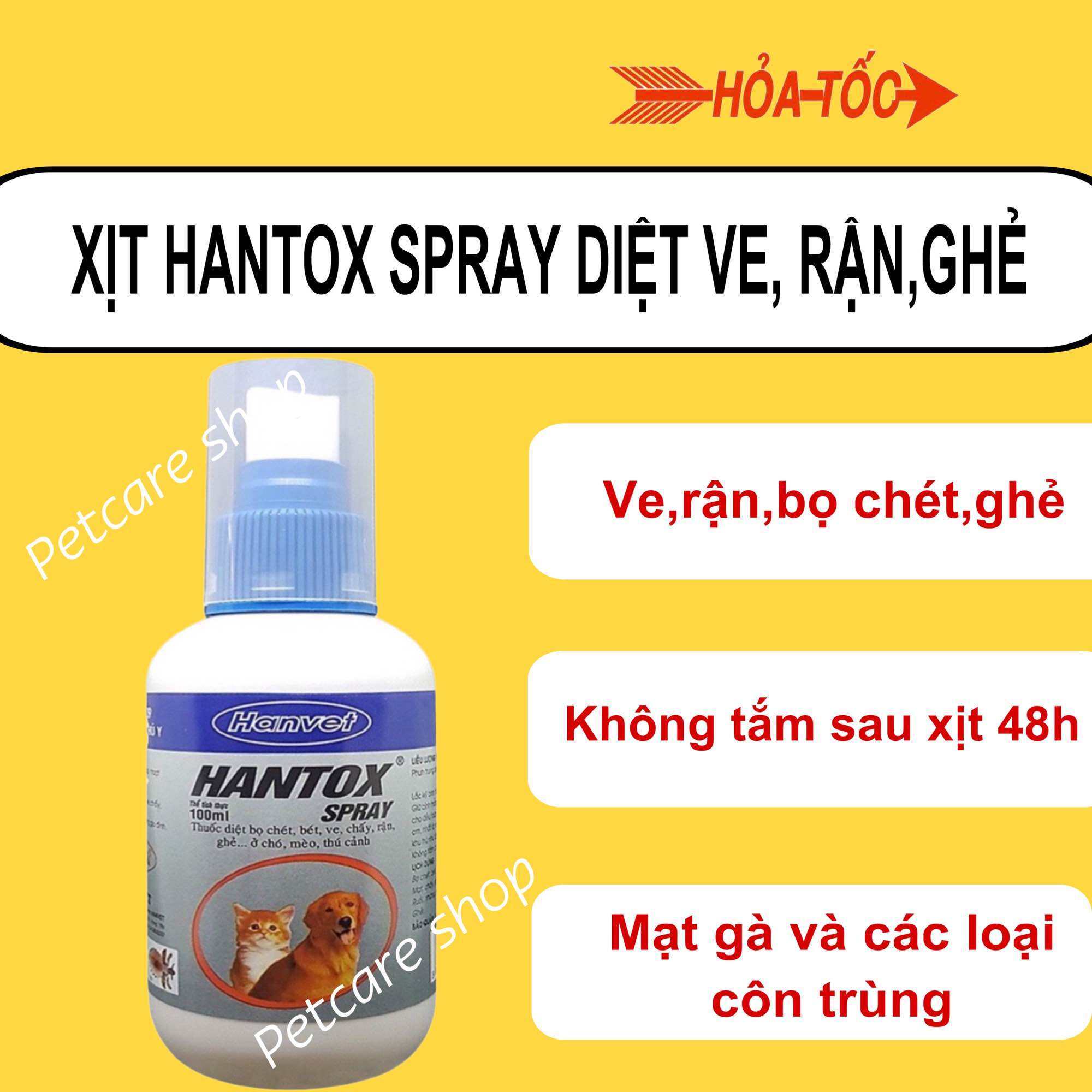 Thuốc xịt ve rận Hantox Spray cho chó mèo