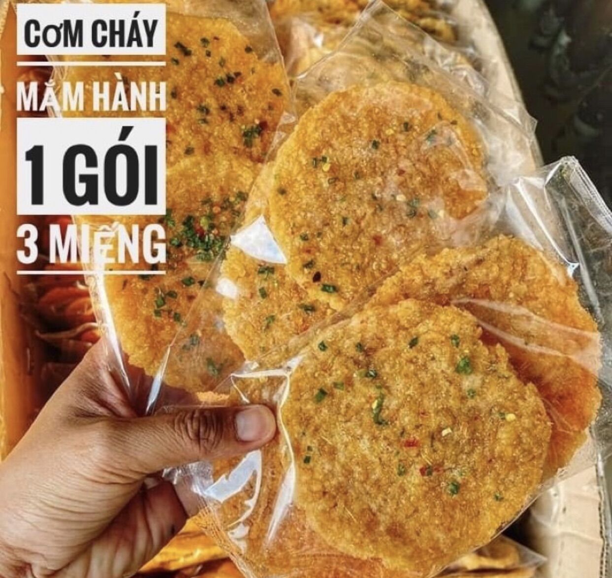 [💥SIÊU NGON💥] Gói 3 Miếng Cơm Cháy , Cơm Cháy Chiên Mắm Hành Ớt