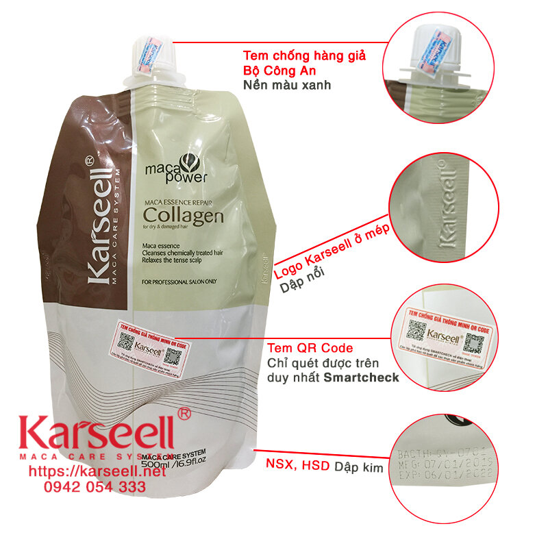 Ủ tóc Collagen Karseell thần thánh 500ml, kem ủ tóc, ủ tóc collagen