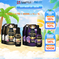 Combo 1 Chai kèm 2 Túi Nước Xả Vải Downy Lux Hương Harmony/ Mystique - Chai 450ML & Túi 1Lx2