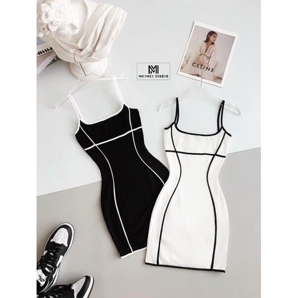 ĐẦM HAI DÂY BODY PHỐI VIỀN XINH DV11