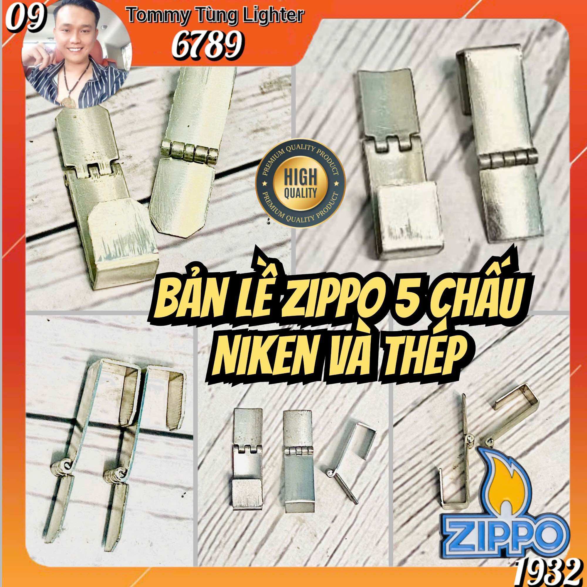 Bản lề Zippo 5 chấu chất liệu niken