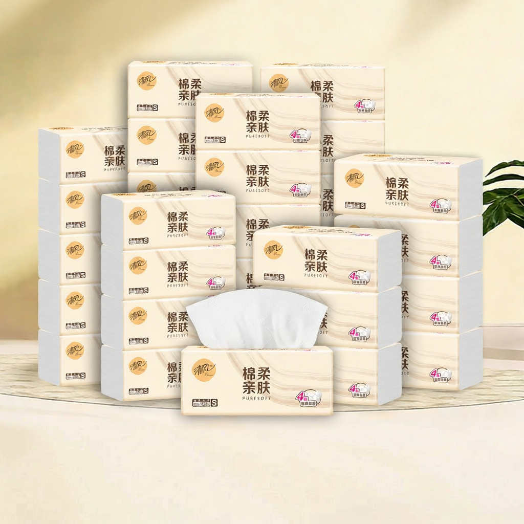 Soft Wooden Tissue Paper 4 Layers 80 Sheets 24 Packs