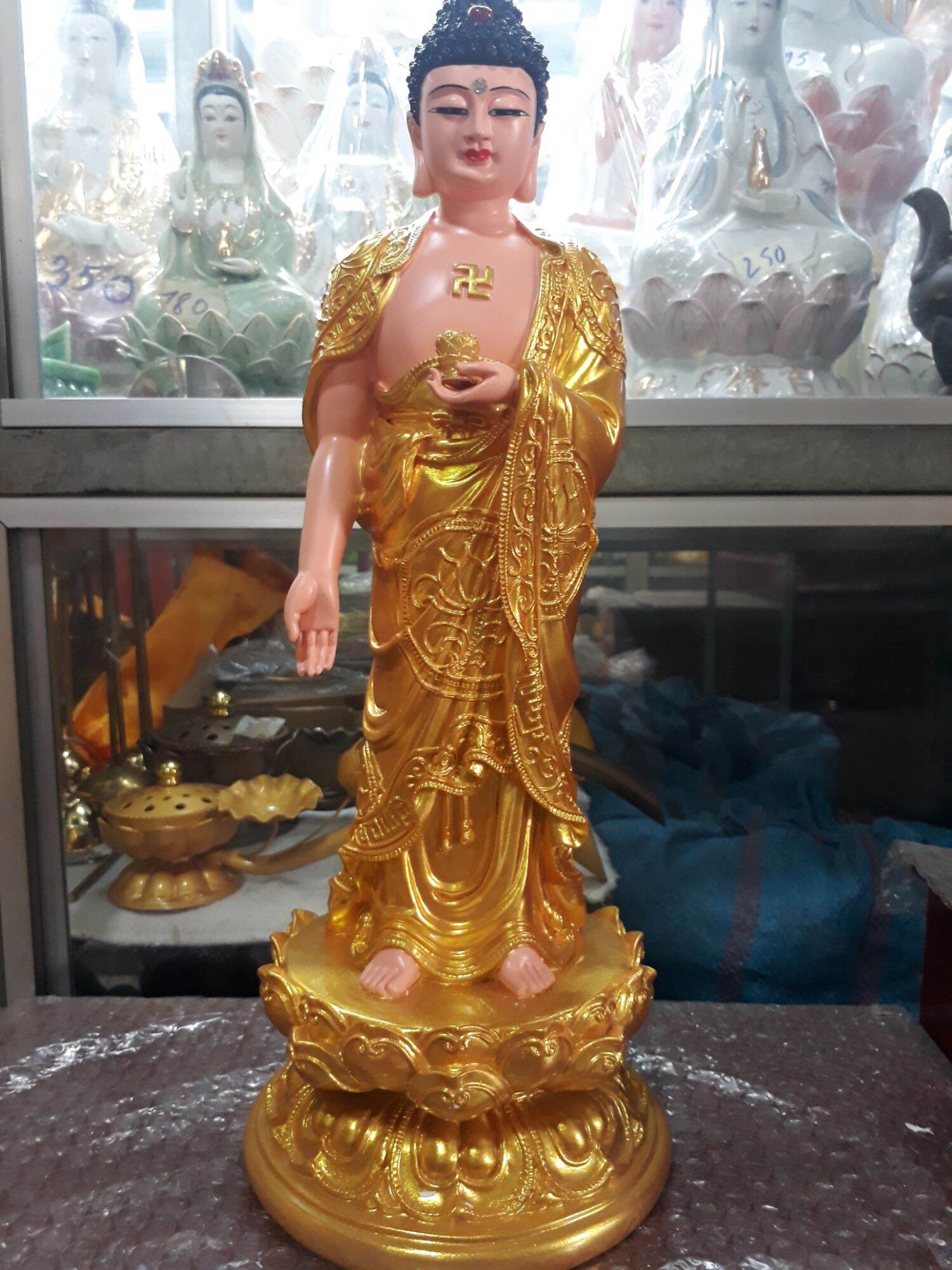 Tượng phật adida dung 4 tấc vàng nhủ