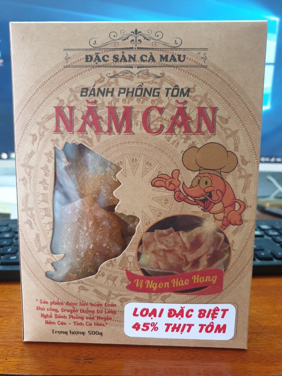 Bánh phồng tôm năm căn - loại đặc biệt 45% tôm tươi