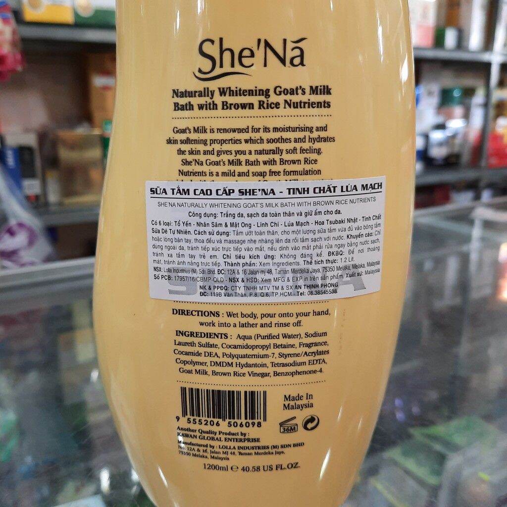 Sữa tắm dưỡng da cao cấp Shena 1200ml - Tỉnh chất Lúa Mạch