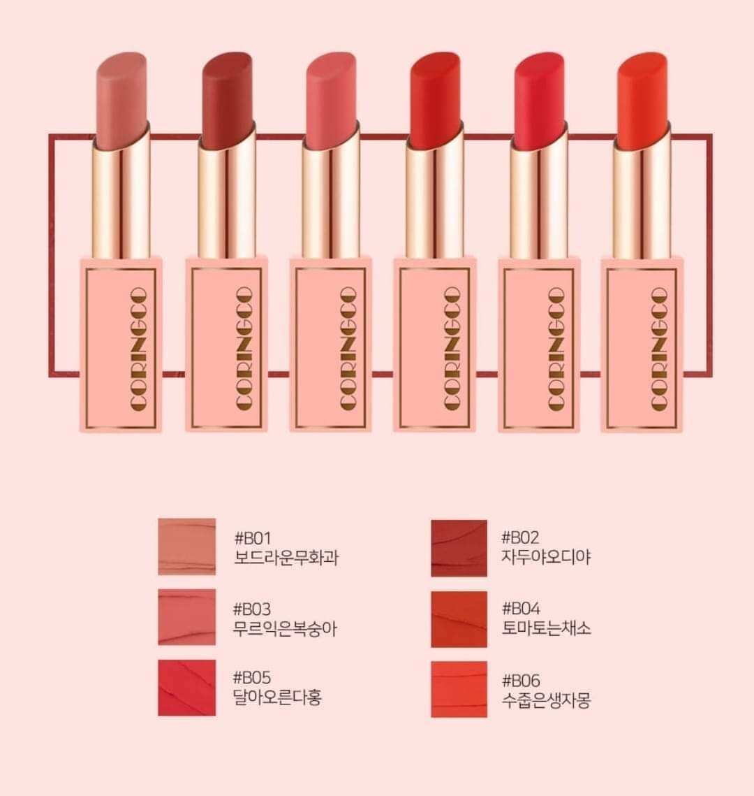 Son coringco 6 màu lâu trôi, mềm môi chính hãng hàn quốc