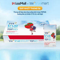 Thùng 48 hộp sữa chua uống tiệt trùng TH true YOGURT TOPKID hương dâu tự nhiên 110 ml (110 ml x 48)