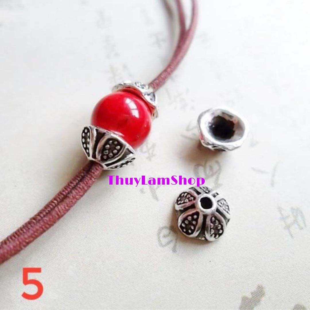 Charm ốp hoa chặn hạt bạc thái, charm chặn đá, bộ  chặn hạt xâu chuỗi đẹp sắc nét